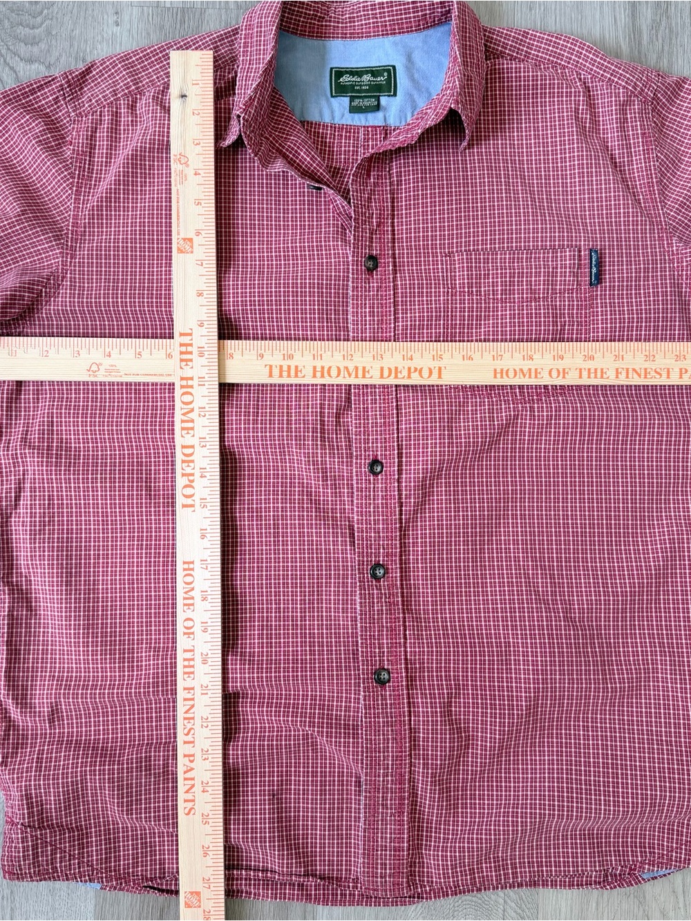 Vintage Y2K‎ Eddie Bauer Men Short Sleeve Button Down Shirt Red Plaid Size Large - Picture 6 of 7